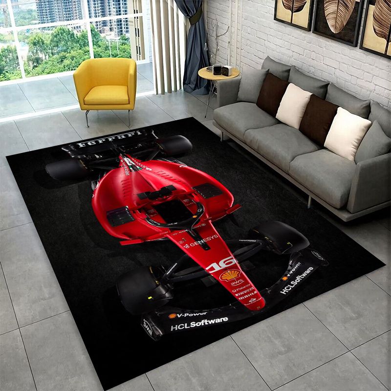Kids Outdoor Mat - Ретро-коврик с изображением гоночного автомобиля F-Ferrarii,