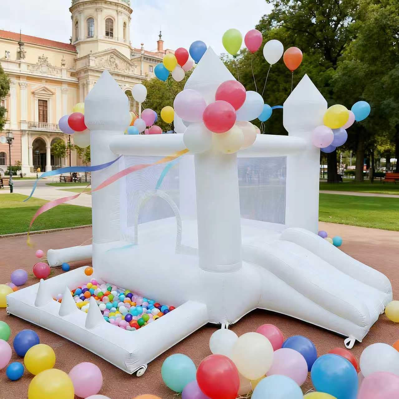 Kids Outdoor Bounce House - Белый надувной батут, надувной замок для