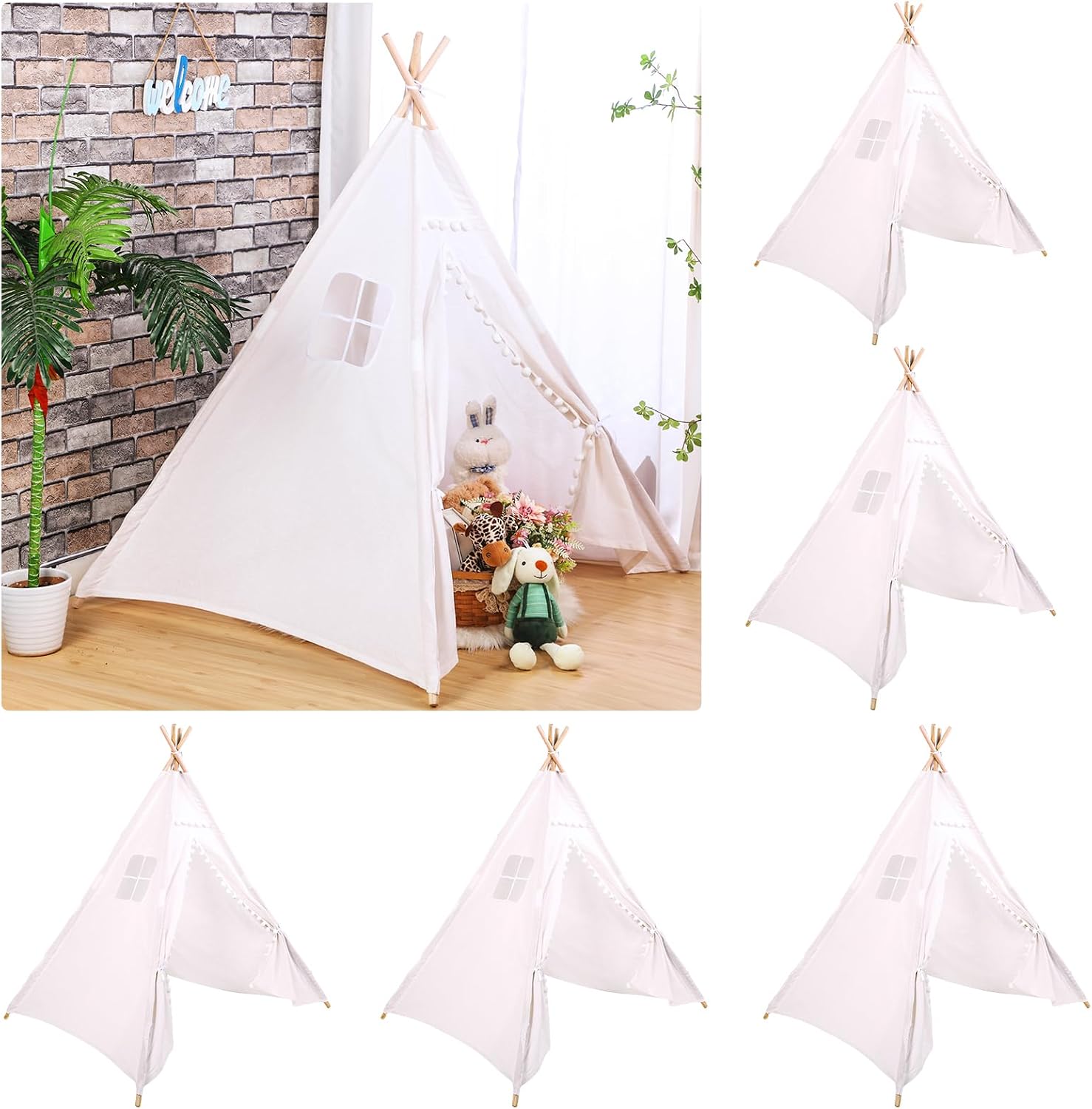 Kids Outdoor Teepee - Windyun 6 шт. Детская палатка-типи, складная,