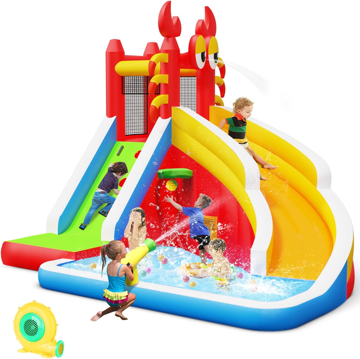 Kids Outdoor Bounce House - Большой надувной батут с водной горкой