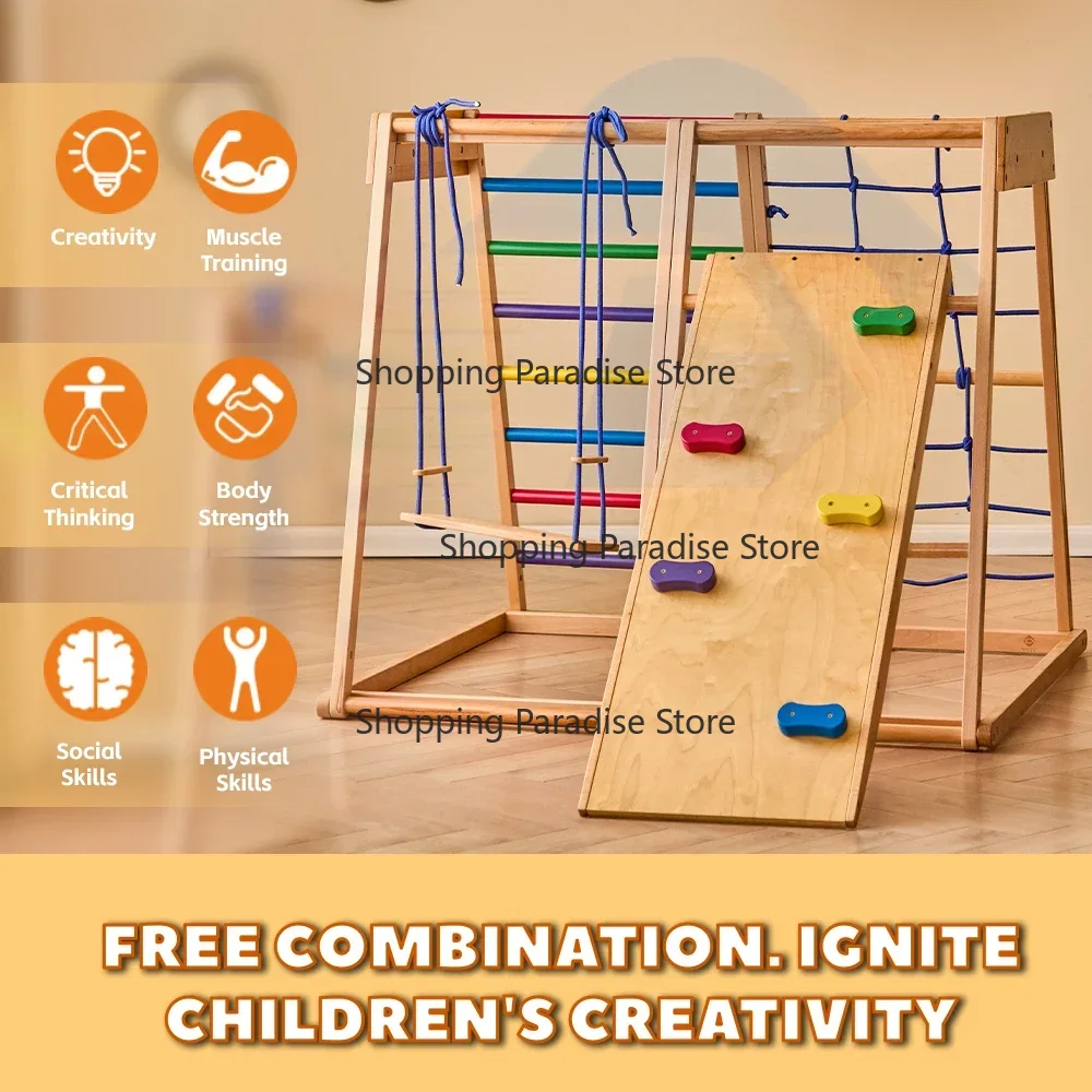 Kids Outdoor Wooden Climbing Frame - Детский деревянный игровой комплекс «Радуга» для