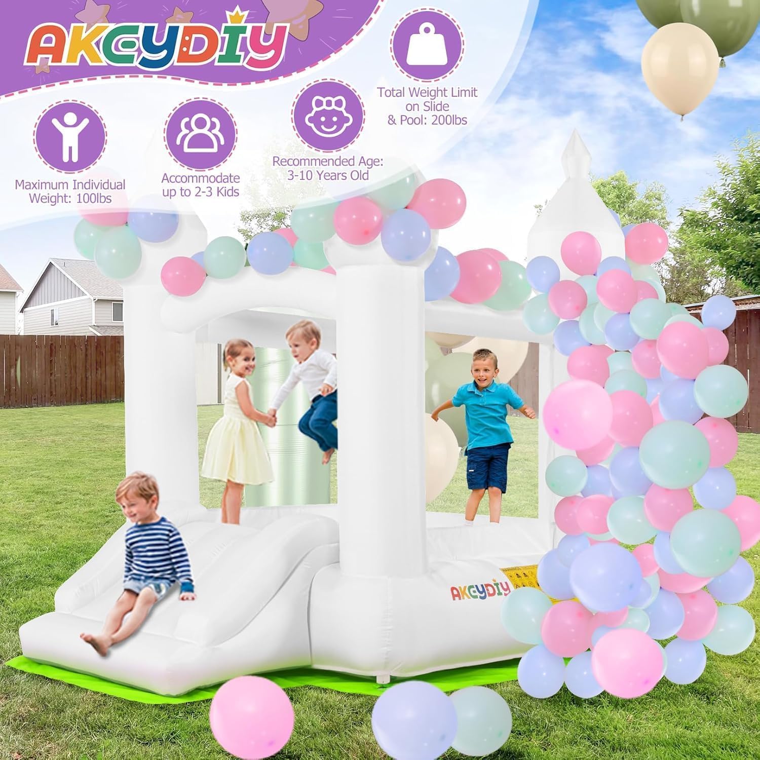 Белый надувной батут для детей – обзор и цена Kids Outdoor Bounce House