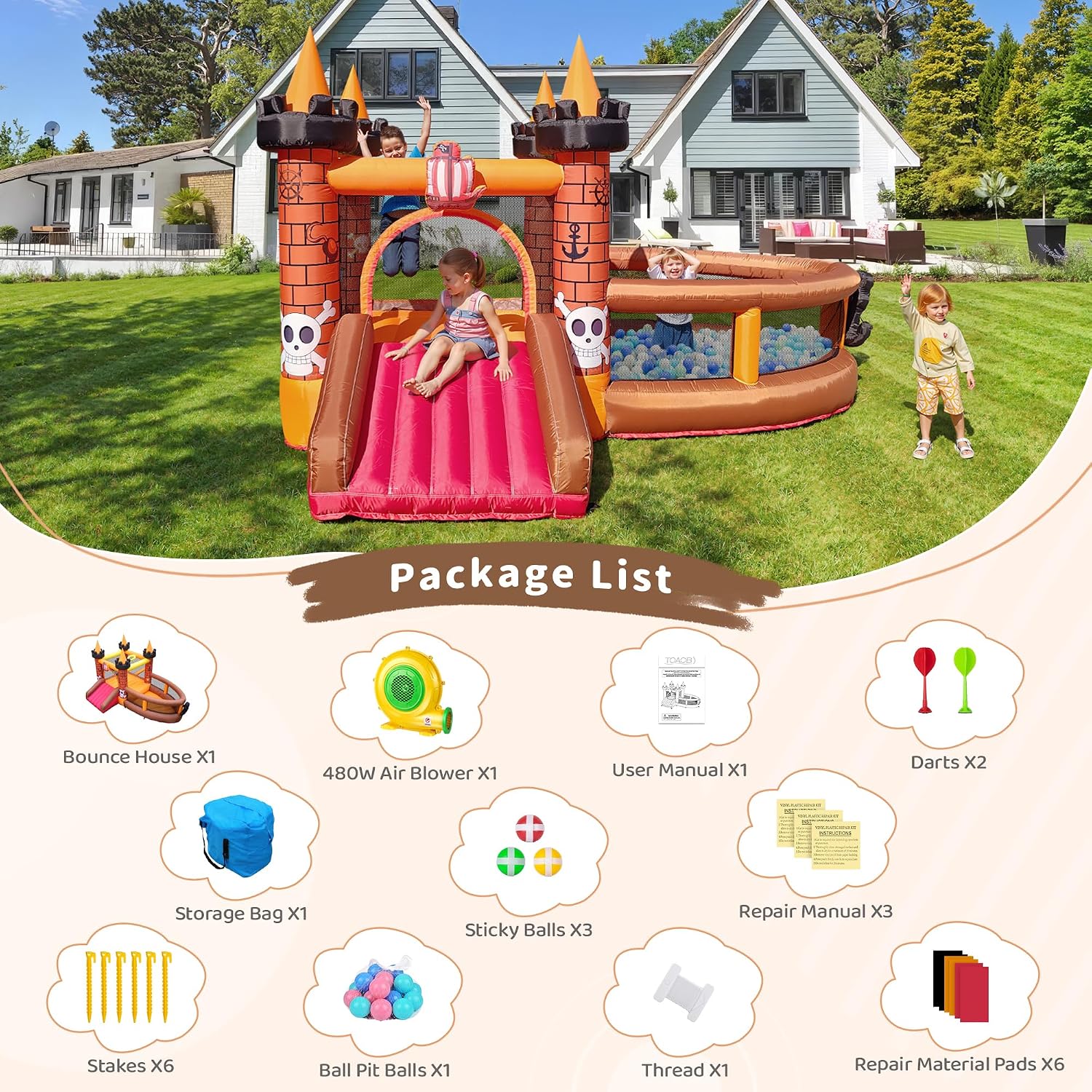 Надувной батут для детей 3-8 л – обзор и цена Kids Outdoor Bounce House