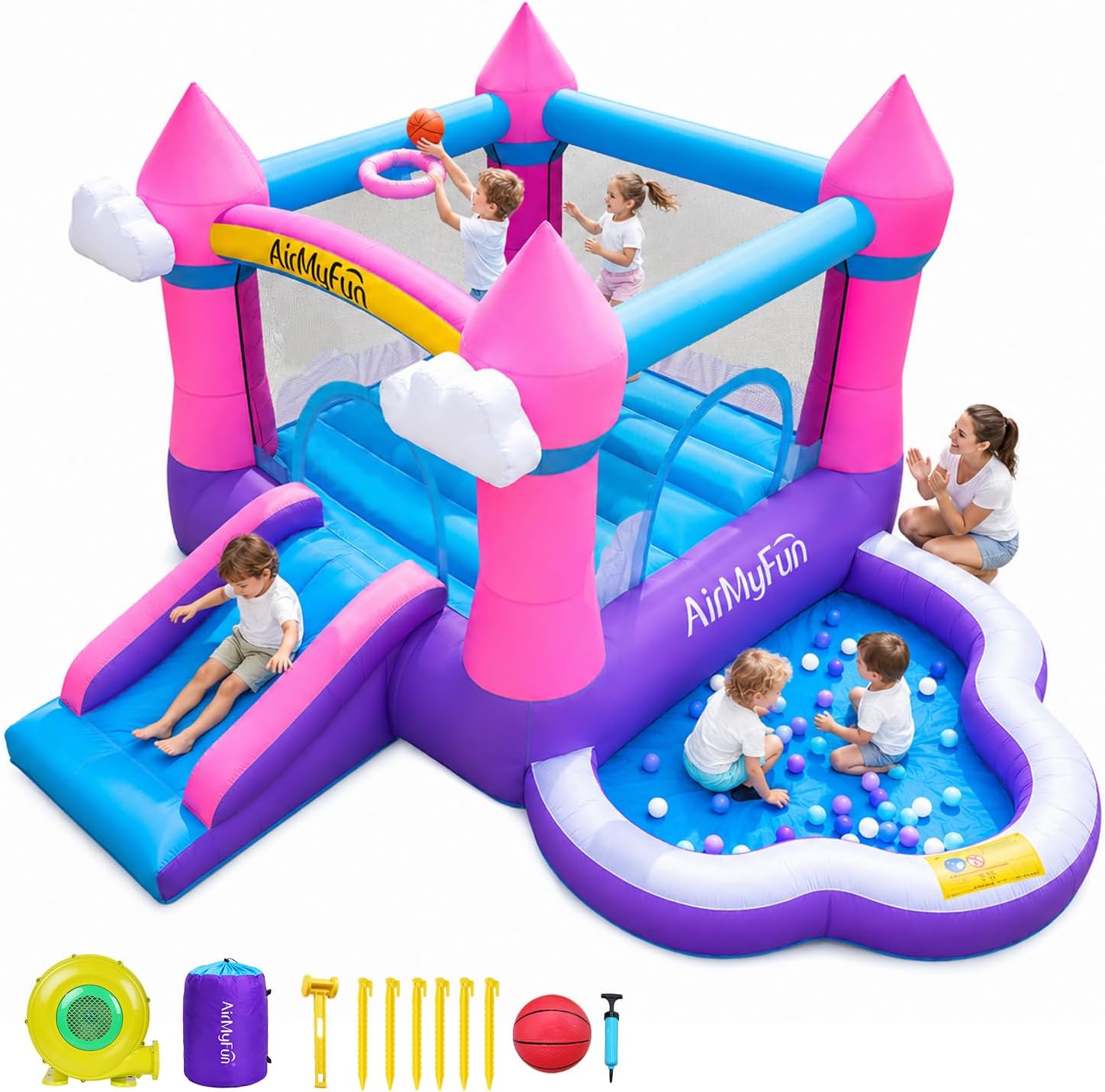 Розовый надувной батут для дет – обзор и цена Kids Outdoor Bounce House