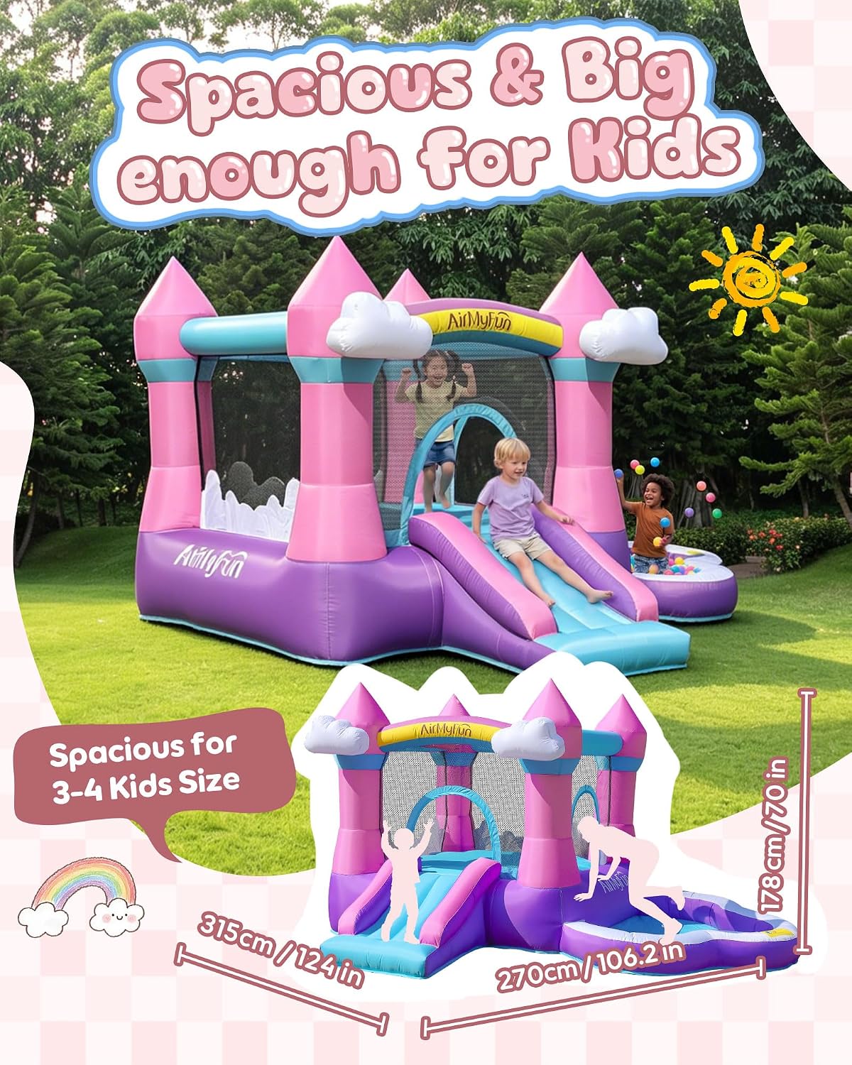 Розовый надувной батут для дет – обзор и цена Kids Outdoor Bounce House