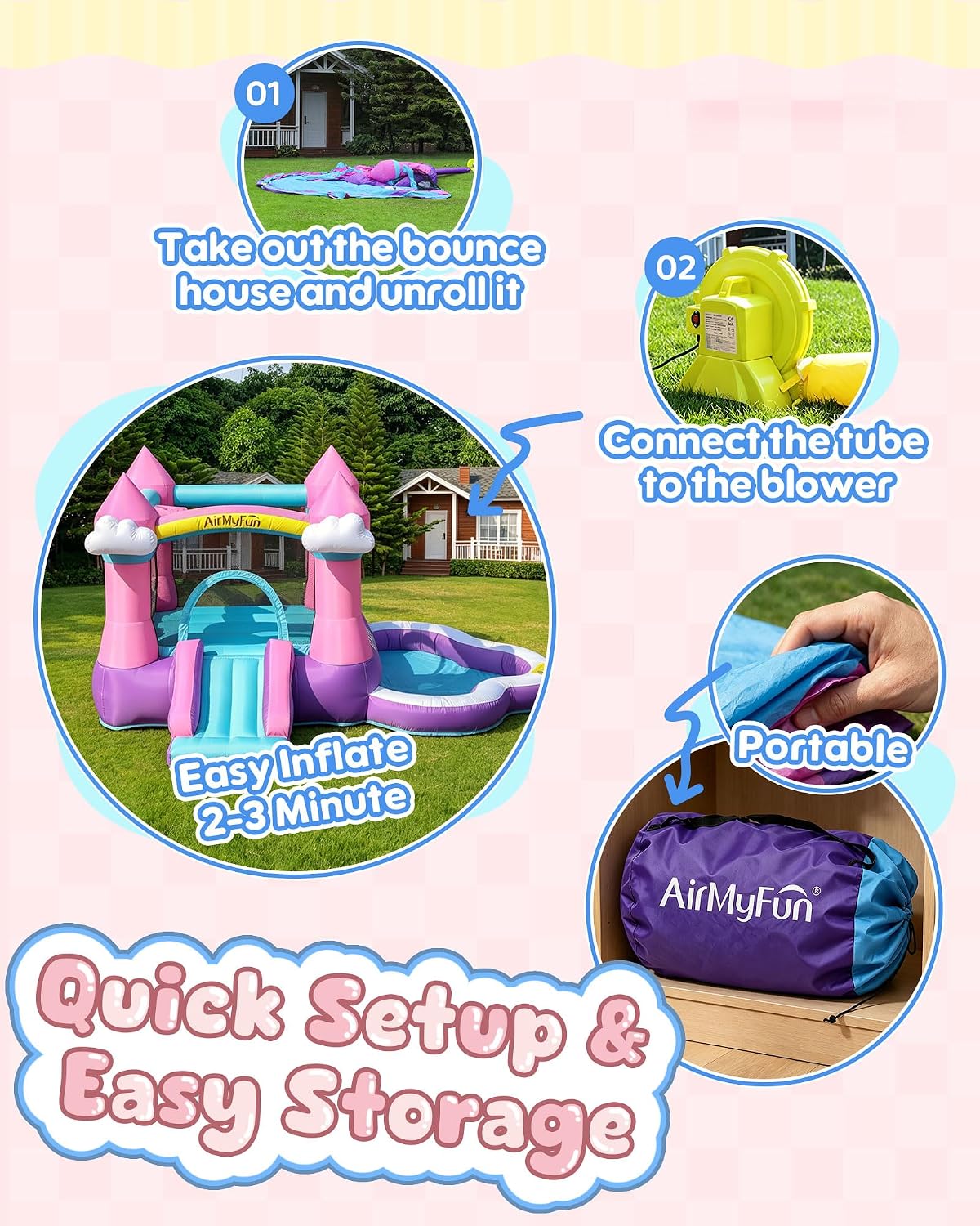 Розовый надувной батут для дет – обзор и цена Kids Outdoor Bounce House