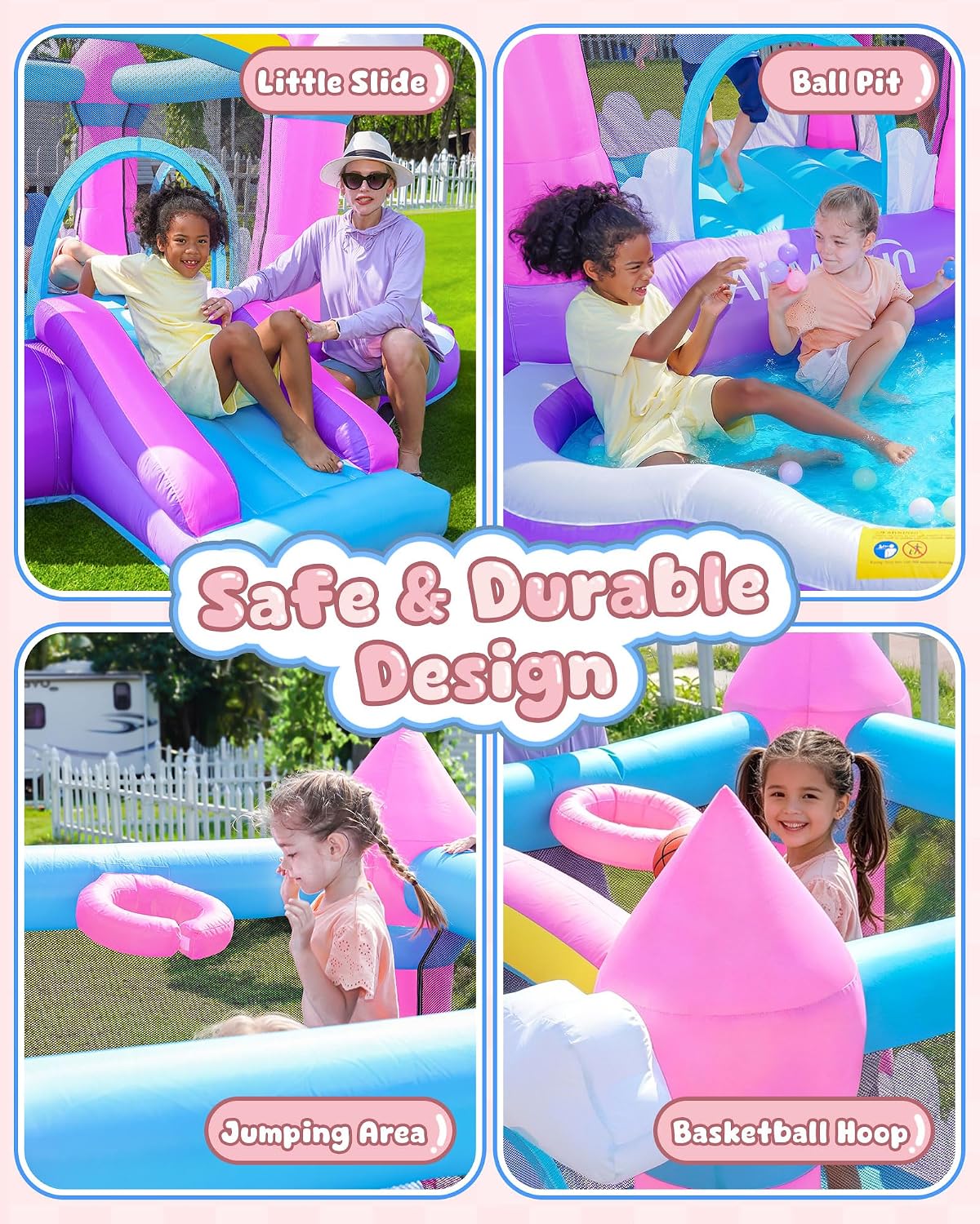Розовый надувной батут для дет – обзор и цена Kids Outdoor Bounce House
