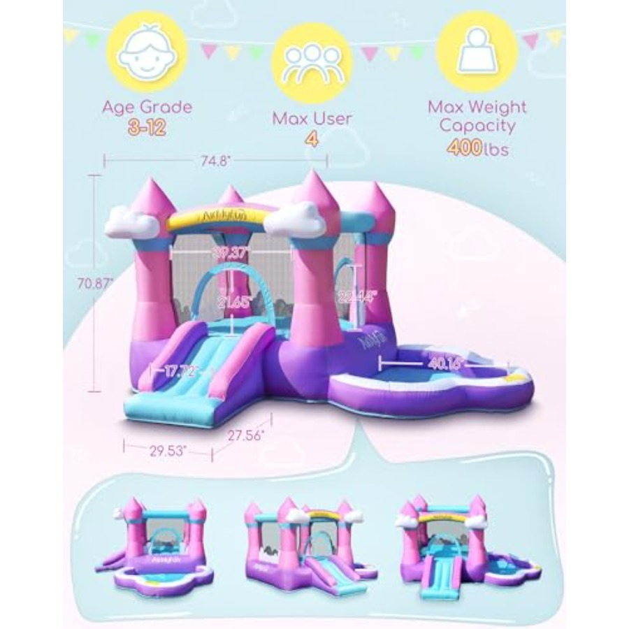 Розовый надувной батут для дет – обзор и цена Kids Outdoor Bounce House